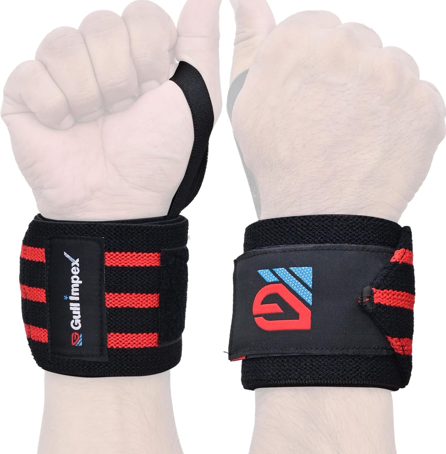 Heavy-Duty Cotton Wrist Wraps – 20" Wrist Support with Red Stripes
