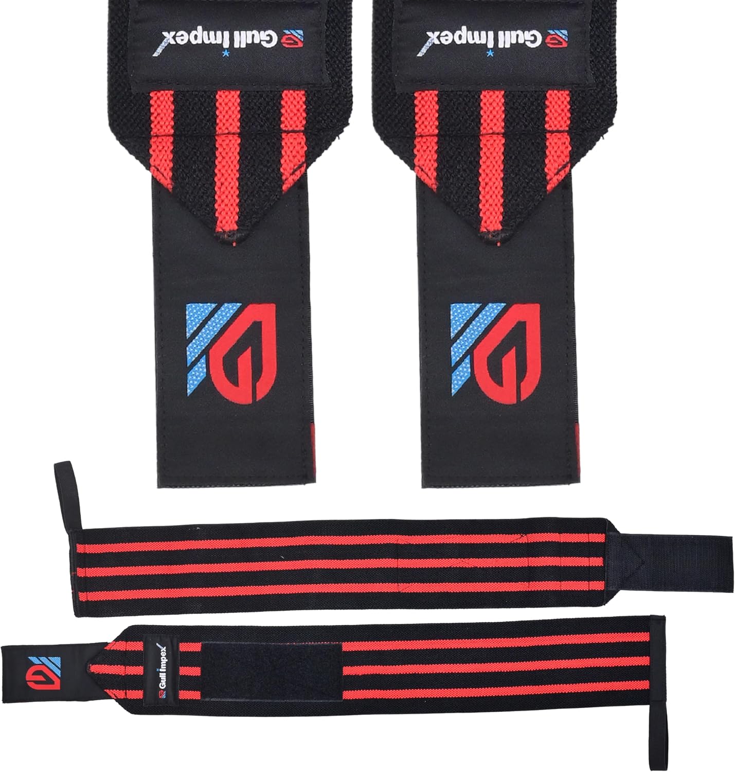 Heavy-Duty Cotton Wrist Wraps – 20" Wrist Support with Red Stripes