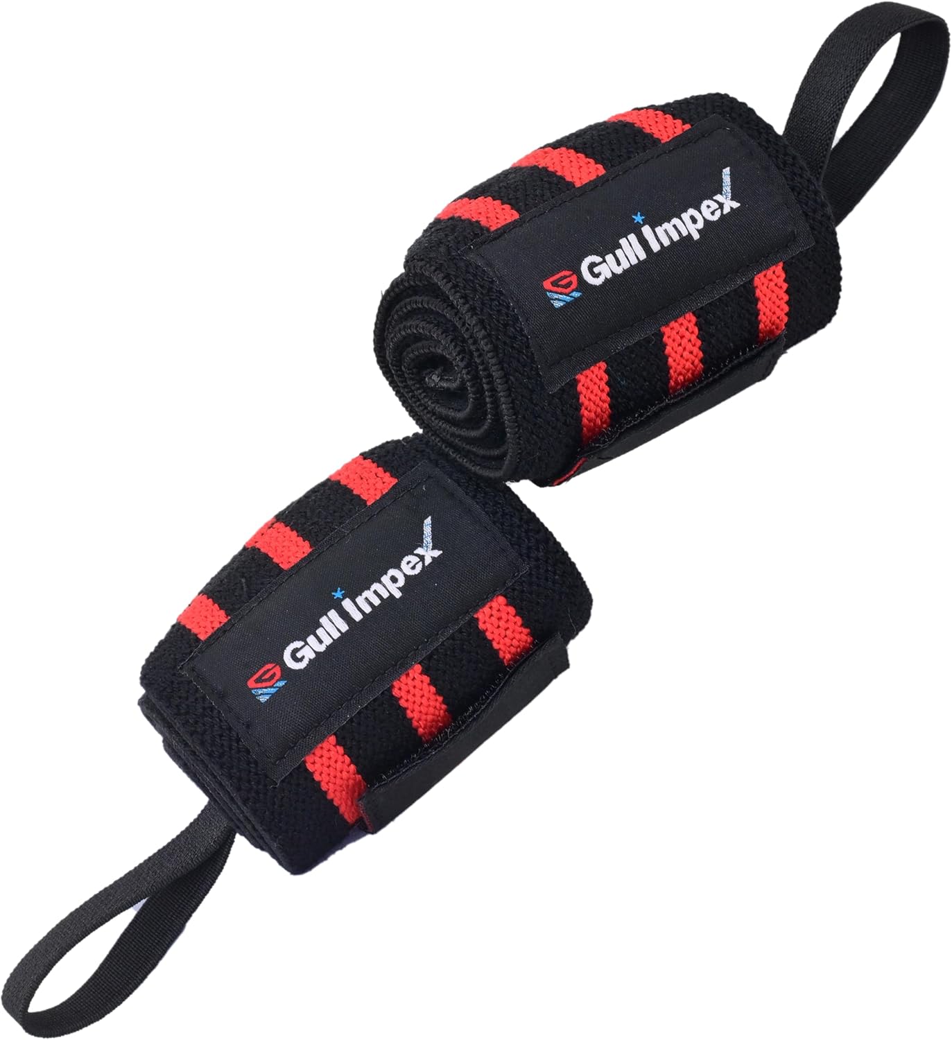 Heavy-Duty Cotton Wrist Wraps – 20" Wrist Support with Red Stripes