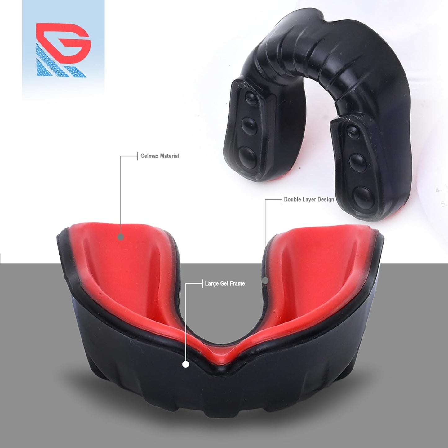 Gel Max Mouth Guard – Adult & Youth Sports Mouthguard for Football, Hockey, Lacrosse, Wrestling, Baseball – Heavy-Duty Custom Fit with Strap – Red