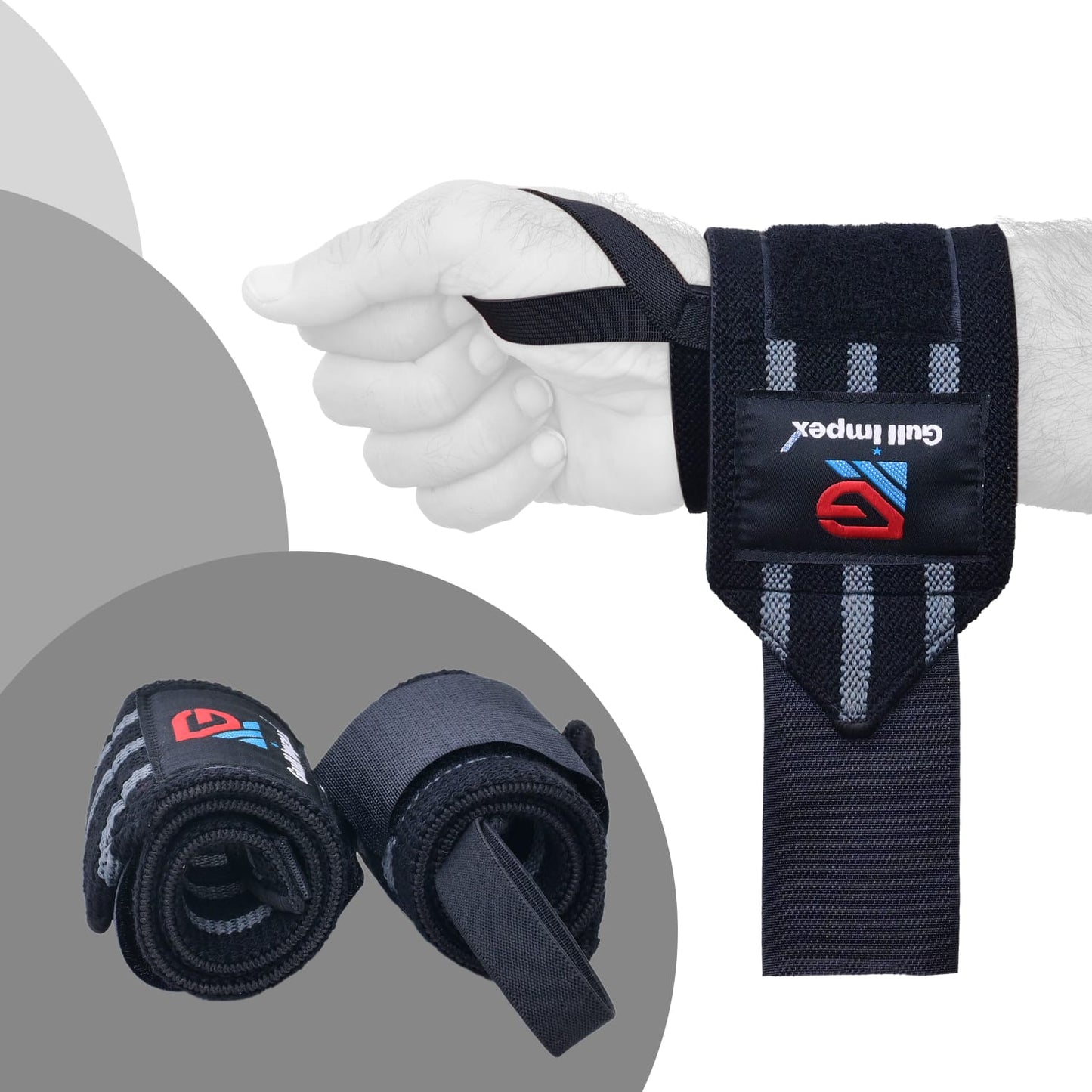 Heavy-Duty Cotton Wrist Wraps – 16" Adjustable Support Straps for Powerlifting, CrossFit & Strength Training