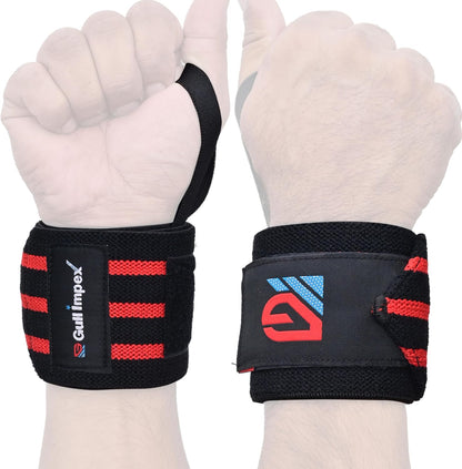 Heavy-Duty Cotton Wrist Wraps – 20" Wrist Support with Red Stripes