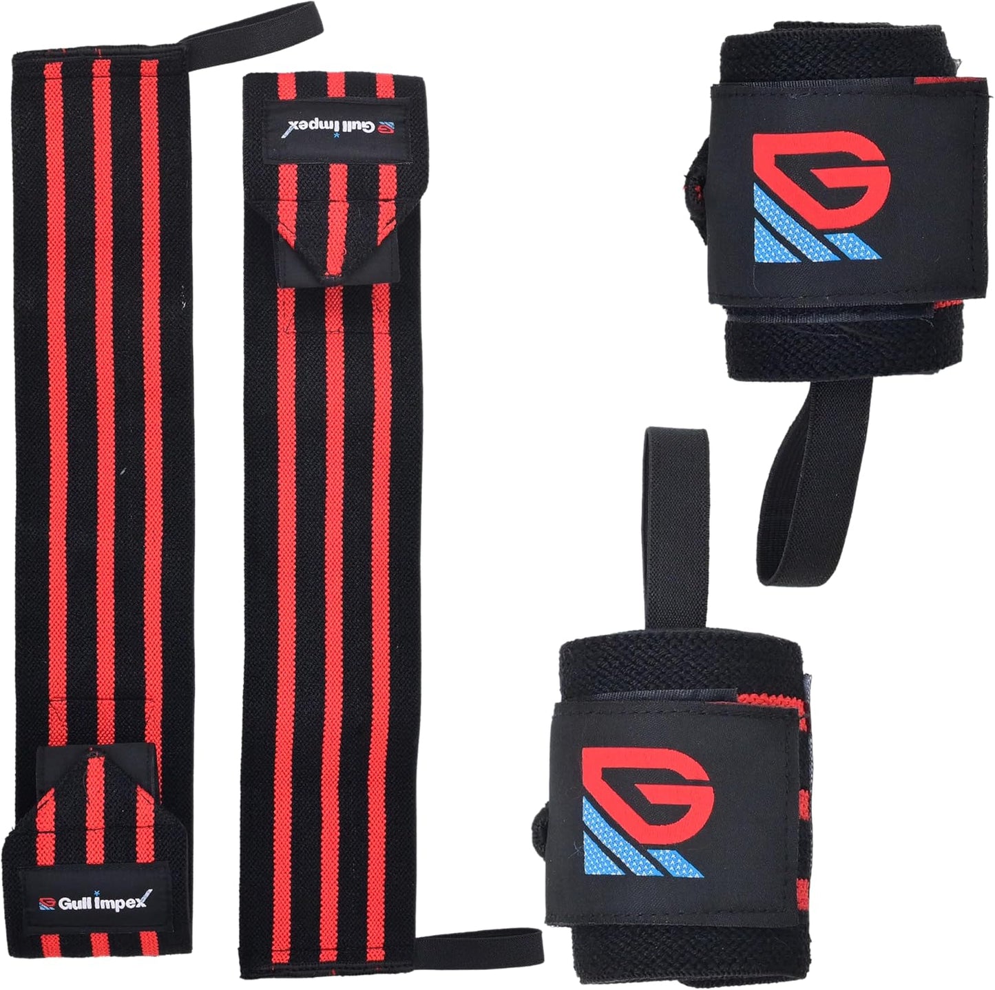 Heavy-Duty Cotton Wrist Wraps – 20" Wrist Support with Red Stripes