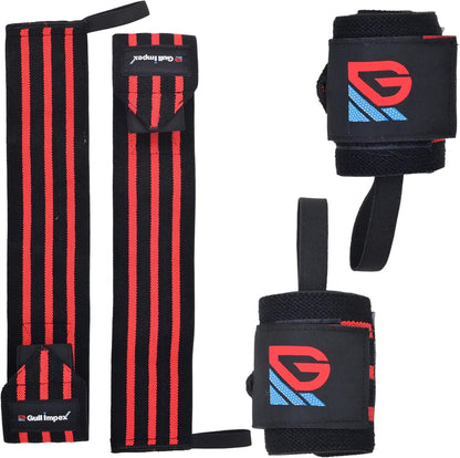 Heavy-Duty Cotton Wrist Wraps – 20" Wrist Support with Red Stripes