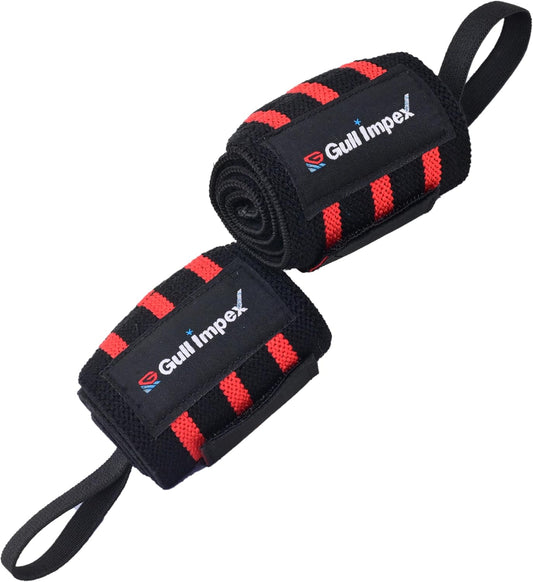 Heavy-Duty Cotton Wrist Wraps – 20" Wrist Support with Red Stripes