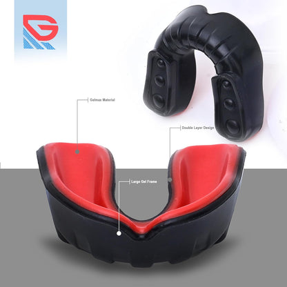 Gel Max Mouth Guard – Adult & Youth Sports Mouthguard for Football, Hockey, Lacrosse, Wrestling, Baseball – Heavy-Duty Custom Fit with Strap – Red