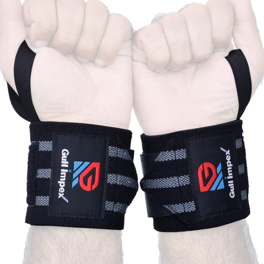 Heavy-Duty Cotton Wrist Wraps – 16" Adjustable Support Straps for Powerlifting, CrossFit & Strength Training